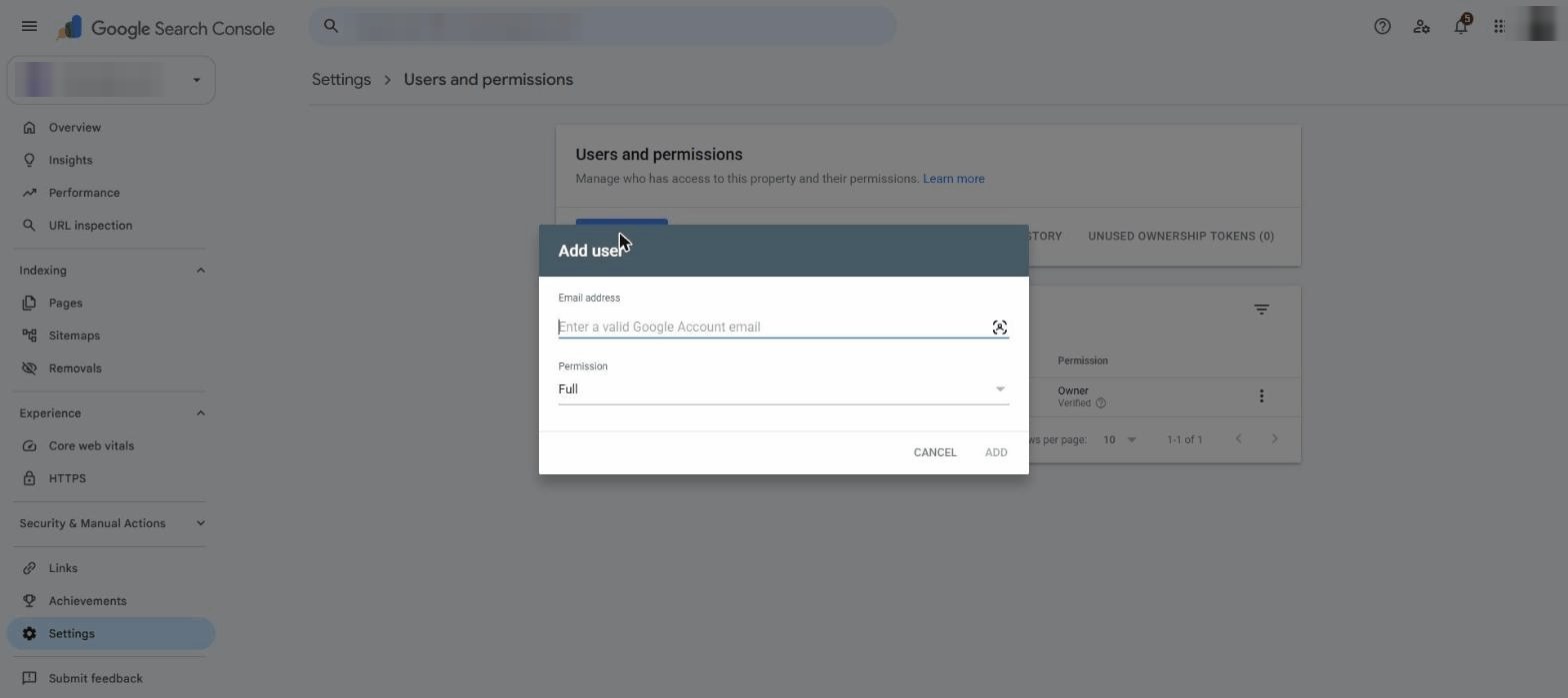 Add these emails with “Full” permission screenshot