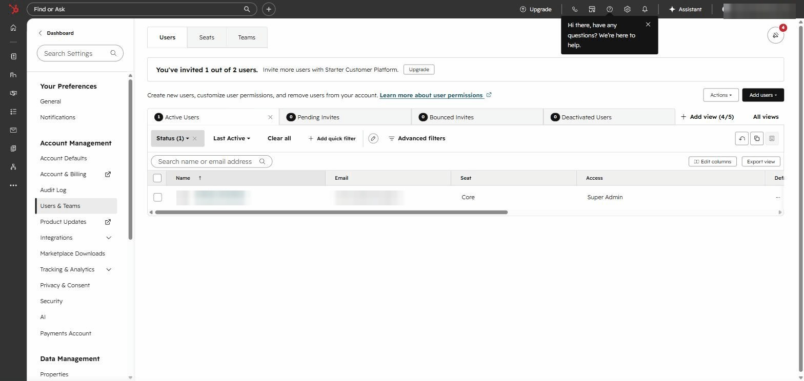 Open Users & Teams screenshot