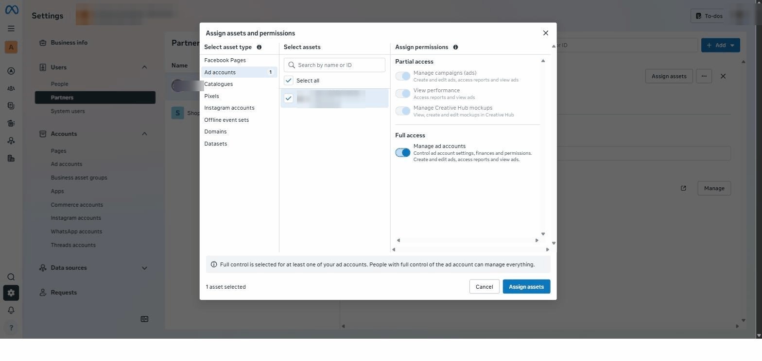 Share your ad account (and page) screenshot