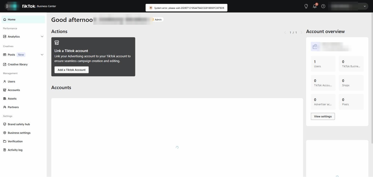 Create an ad account screenshot
